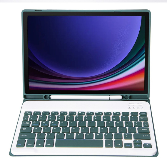 Etui z klawiaturą do Samsung Galaxy Tab S9, Leather Pen Slot, ciemnozielone