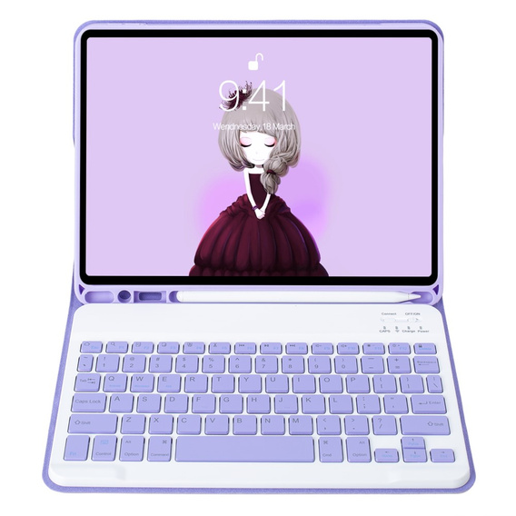 Etui z klawiaturą bluetooth do iPad 11" 2025 A16 (11 gen.) / iPad 10.9" 2022 (10 gen.), Fioletowe