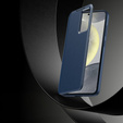 Etui do Samsung Galaxy S25 Edge – skórzane z okienkiem Smart View i kieszenią na kartę, niebieskie