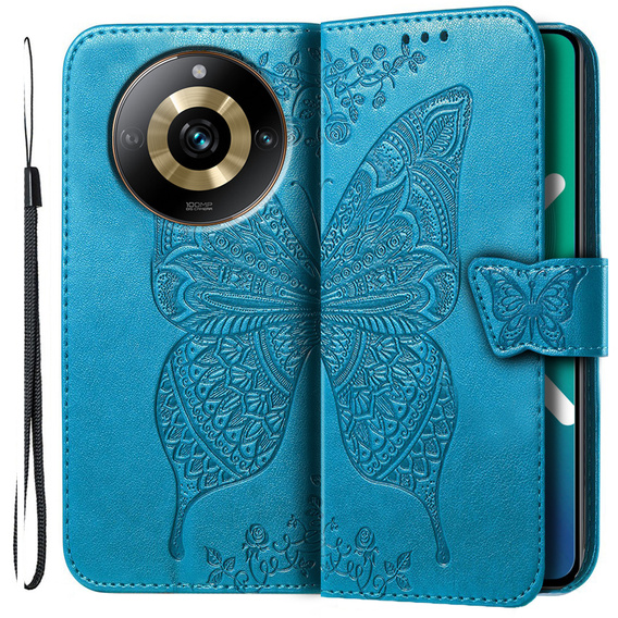Etui z klapką do Realme 11 Pro / 11 Pro +, Butterfly, niebieskie