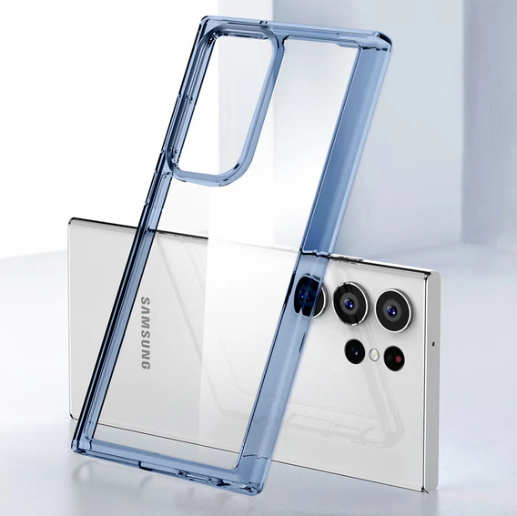 Etui do Samsung Galaxy S23 Ultra, Fusion case przezroczyste z niebieską ramką