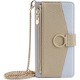 Etui z klapką do Honor Magic 6 Lite 5G, Wallet Zipper Pocket, z lusterkiem, brązowe