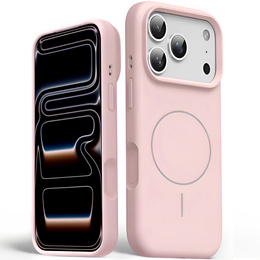 Etui silikonowe do iPhone 17 Pro Max, do MagSafe, antywstrząsowe, różowe