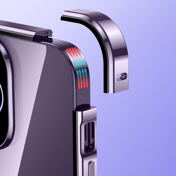 Etui do iPhone 15, Magnetic Dual Glass, fioletowe