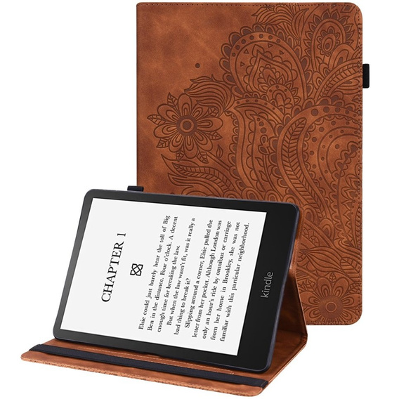 Etui do Amazon Kindle Paperwhite 5 (2021), Imprinted Flower, brązowe