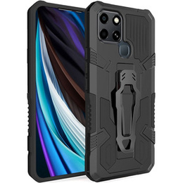 Etui pancerne do Infinix Smart 6, Obudowa Hybrid KickStand Case, Czarne