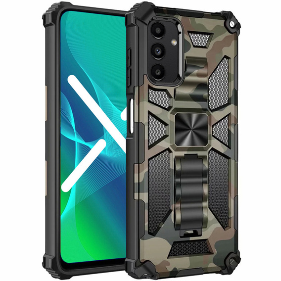 Etui pancerne do Samsung Galaxy A14 4G/5G, z podstawką, Zielone moro