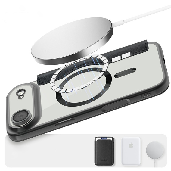 Etui z klapką do iPhone Air, RFID Wallet MagSafe z ochroną aparatu, czarne