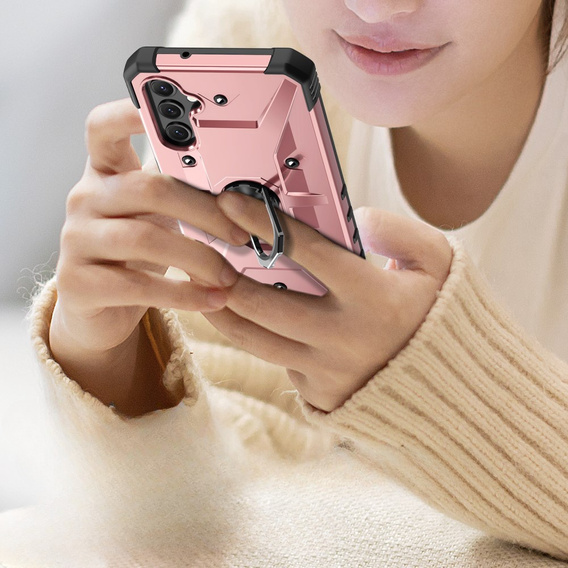 Etui pancerne do Samsung Galaxy A14 4G/5G, z ringiem, różowe rose gold