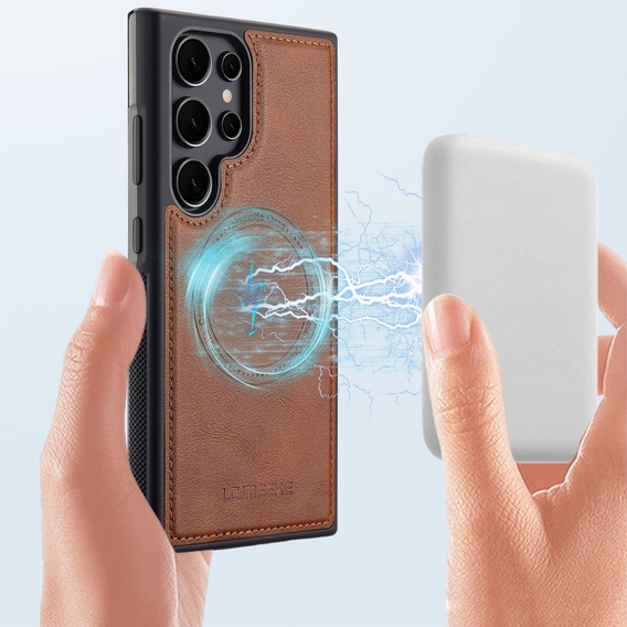 Etui do Samsung Galaxy S25 Ultra, LC.IMEEKE, kompatybilne z MagSafe – brązowe
