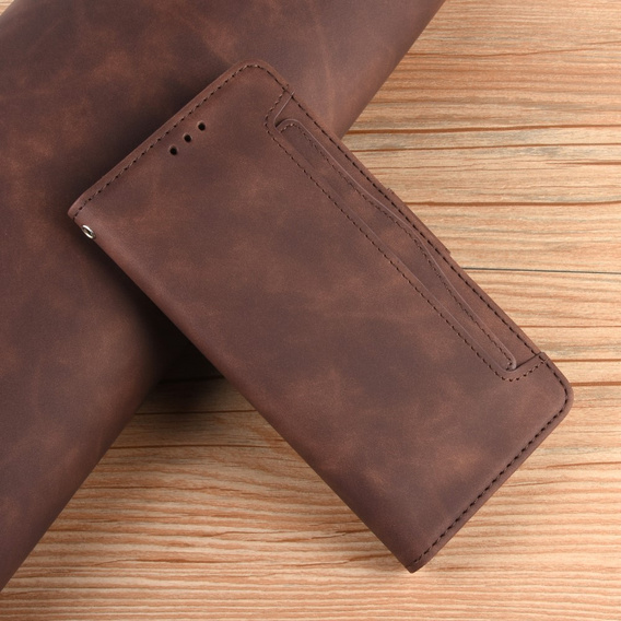 Etui z klapką do Motorola Edge 60 / 60 Fusion, Card Slot, brązowe