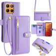 Etui z klapką do Motorola Moto G15 / G15 Power, Wallet Zipper Pocket, fioletowe