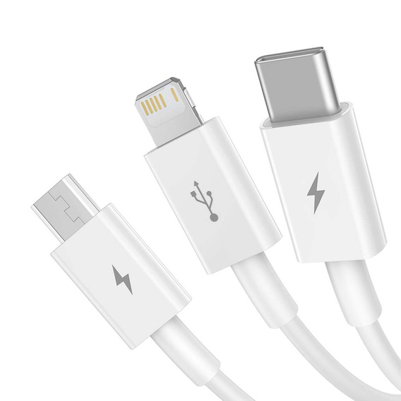Baseus kabel 3w1 Superior 1,5 m USB-Lightning-USB-C-Micro USB - Biały