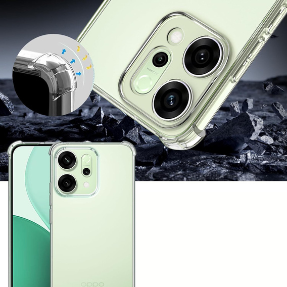 Etui do Oppo Reno 14, wzmocnione, z ochroną aparatu, przezroczyste
