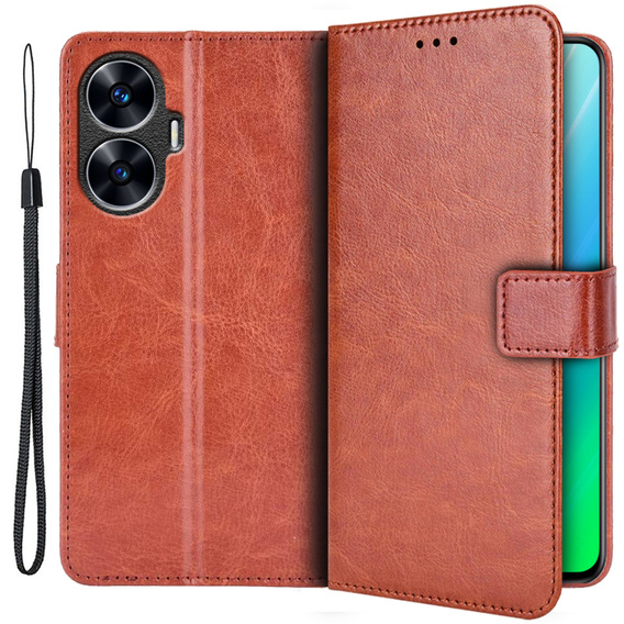 Etui z klapką do Realme C55, Crazy Horse Wallet, brązowe