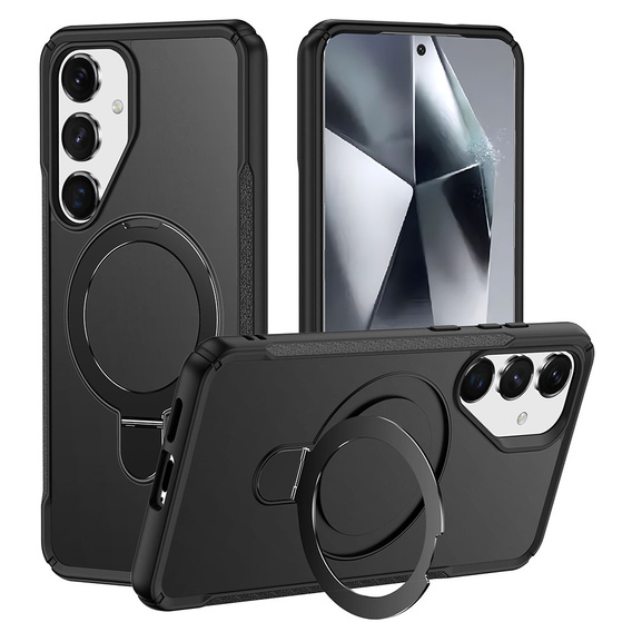 Etui do Samsung Galaxy S25/S24 magnetyczne, z podstawką – czarne