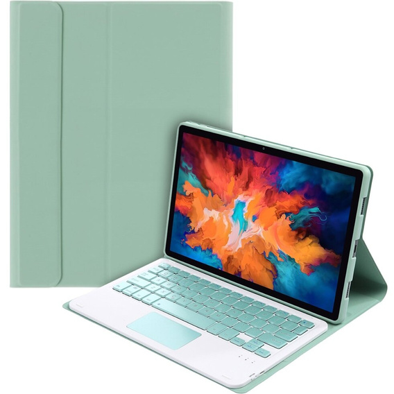 Etui z klawiaturą do Lenovo Tab P11 J606F / Tab P11 5G / P11 + Plus, TouchPad Keyboard, Jasnozielone