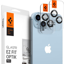 2x Spigen OPTIK.TR "EZ FIT", Szkło Hartowane na Aparat do iPhone 15 / 15 Plus / 14 / 14 Plus, Black