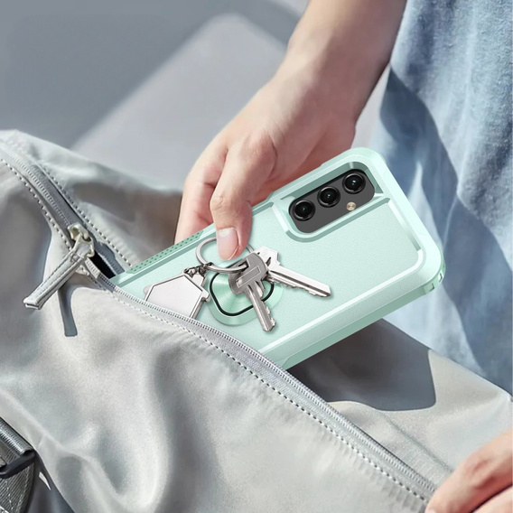 Etui do Samsung Galaxy A14 4G/5G, pancerne z ringiem, zielone