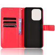 Etui z klapką do Xiaomi Redmi 13, Crazy Horse Wallet, czerwone