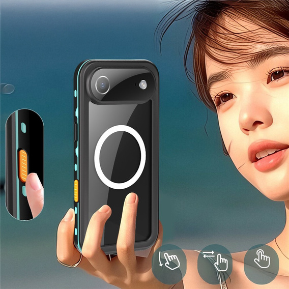 Etui do iPhone 17 Air, Wodoodporne IP68, SHELLBOX MagSafe, niebieskie
