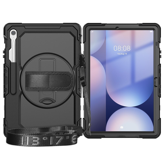 Wytrzymałe etui z paskiem na ramię do Samsung Galaxy Tab S10 FE+ (SM‑X620/X626B) - czarne