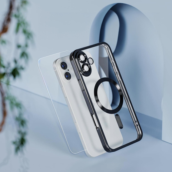 Etui do iPhone 16, Electro MagSafe, czarne + Szkło na ekran