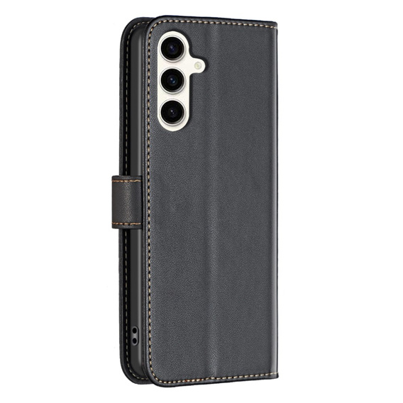 Etui z klapką do Samsung Galaxy S23 FE, BINFEN Wallet, czarne + szkło 9H