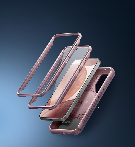 Etui pancerne do Samsung Galaxy S24, Dexnor Full Body MagSafe, różowe