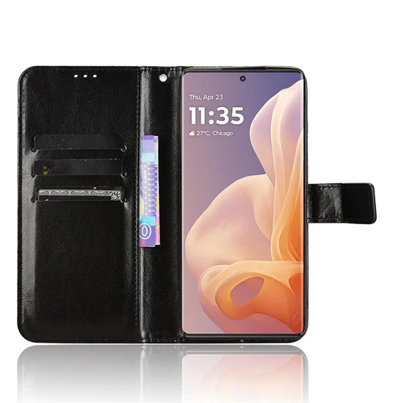 Etui z klapką do Motorola Moto G85, Crazy Horse Wallet, czarne