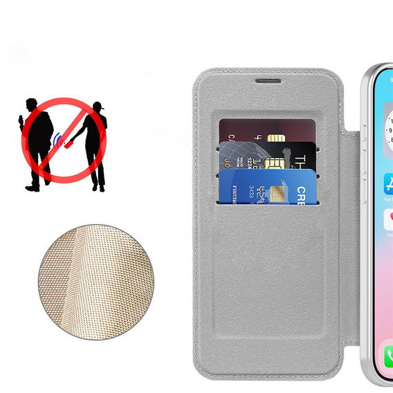 Etui z klapką do iPhone Air, RFID Wallet MagSafe z ochroną aparatu, tytanowe szare