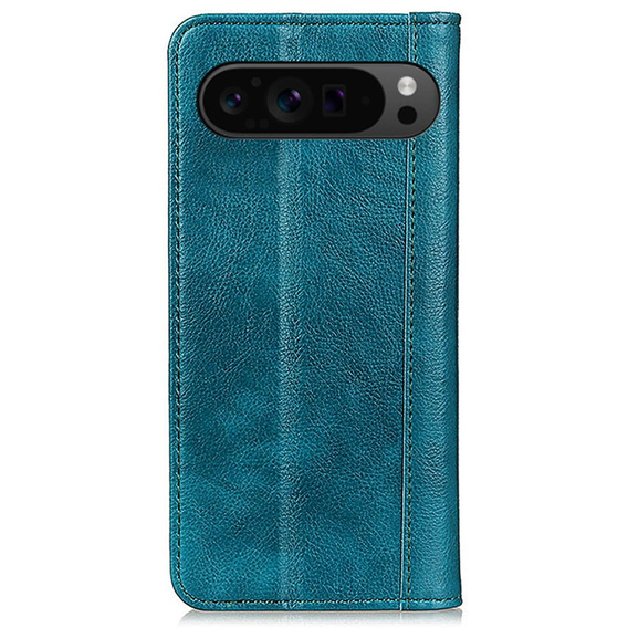 Etui z klapką do Google Pixel 10 Pro XL / 9 Pro XL, z kieszonką, skórzane, zielone