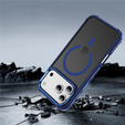 Etui Matt Case do iPhone 17 Pro, pancerne, do MagSafe, przydymione z niebieską bokami