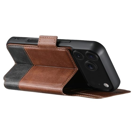 Etui z klapką 2w1 do iPhone 17 Pro Max, SUTENI, do MagSafe, brązowe