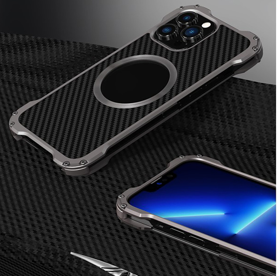Etui R-JUST do iPhone 13 Pro, pancerne, do MagSafe, czarne