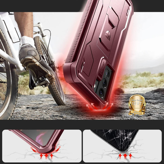 Etui pancerne do Samsung Galaxy S21, Dexnor Full Body, czerwone