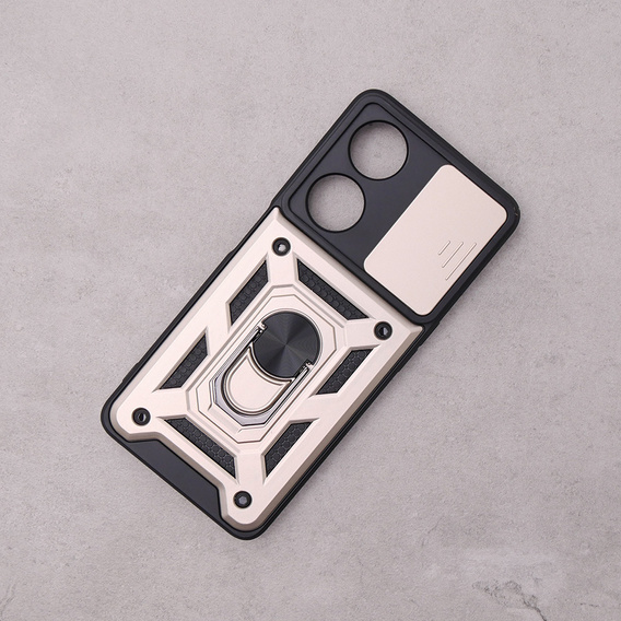 Etui pancerne do Oppo A98 5G, CamShield Slide, złote