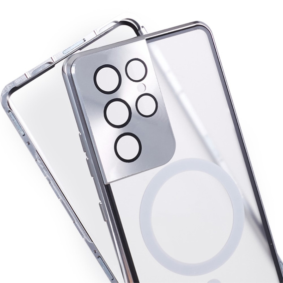 Etui Magnetic Dual Glass MagSafe do Samsung Galaxy S21 Ultra, srebrne