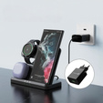 Ładowarka Indukcyjna ERBORD Samsung Trio 3w1 do Smartfona, Galaxy Watch i Galaxy Buds, czarna