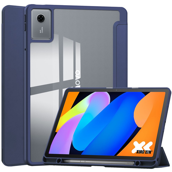 Etui do Lenovo Idea Tab 11" 2025 TB336FU TB336ZU, z przezroczystym tyłem i miejscem na rysik, granatowe