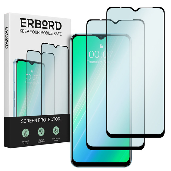 2x Szkło Hartowane do Samsung Galaxy A13 4G / A13 5G, ERBORD 3D pełne, szybka na cały ekran