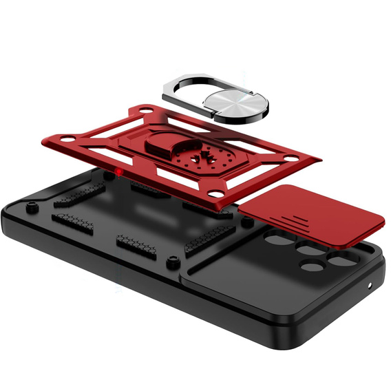 Etui pancerne do Samsung Galaxy A56 5G, CamShield Slide, czerwone + Szkło Hartowane 9H