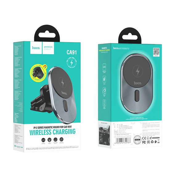 HOCO CA91 – uchwyt do telefonu na wlot z MagSafe do iPhone 12 / 13 / 14 / 15 / 16 / 17 / Pro / Max
