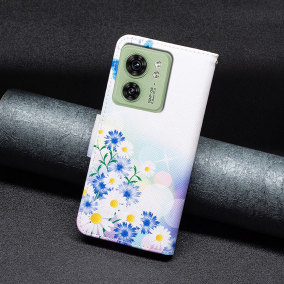 Etui z klapką do Motorola Edge 40 5G, Wallet, Butterfly & Flowers białe