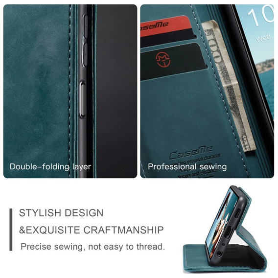 Etui CASEME do Samsung Galaxy A12 / M12 / A12 2021, Leather Wallet Case, niebieskie
