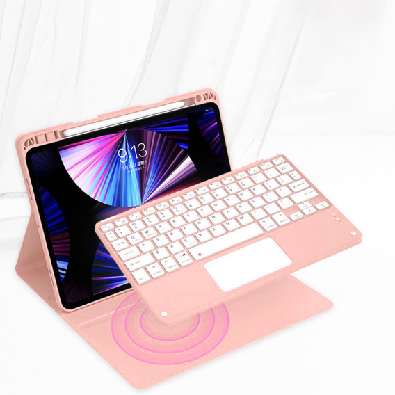 Etui z klawiaturą do iPad Air 10.9" 2022/2020 (5/4 gen.), Touchpad, różowe rose gold