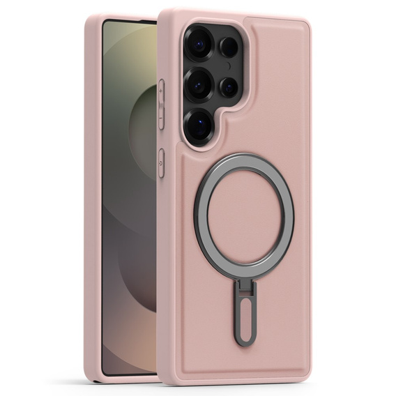 Etui do Samsung Galaxy S25 Ultra, kompatybilne z MagSafe, z podstawką – różowe