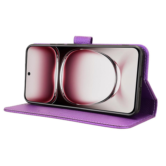 Etui z klapką do Oppo Reno 12, Wallet Smart Magnet, fioletowe