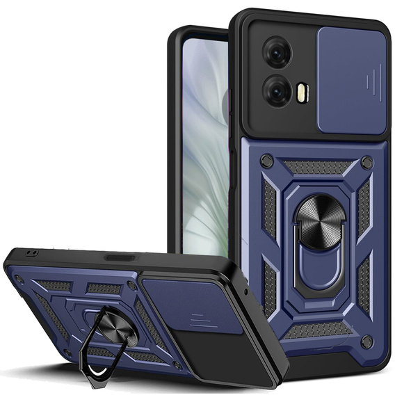 Etui pancerne do Motorola Moto E14, CamShield Slide, niebieskie