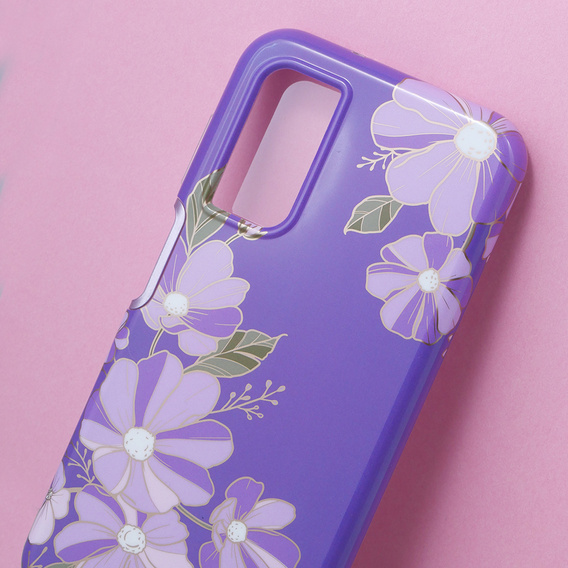 Etui do Samsung Galaxy A14 4G/5G, Suritch Full Body Flowers, fioletowe